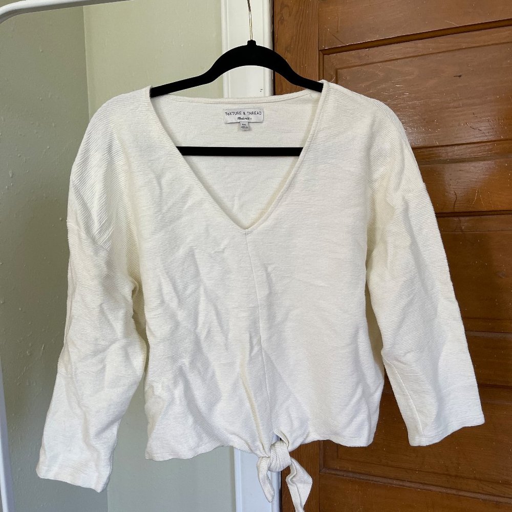 Cream Madewell Long-sleeve Top with Tie Detail